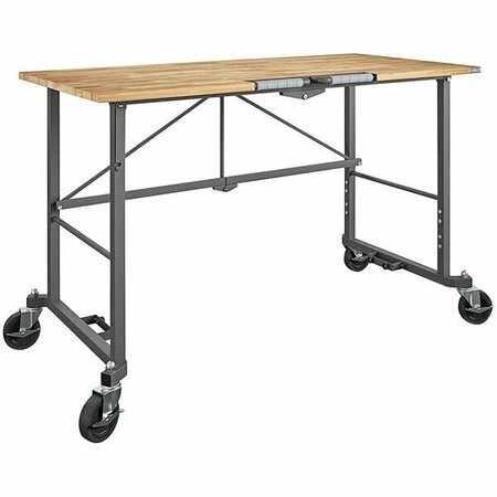 COSCO SmartFold 52in x 24in Portable Folding Workbench with Hardwood Top 66760DKG1E 31266760DKG1E